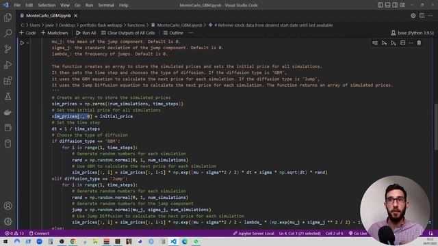 Monte Carlo Simulation in Python: Jump Diffusion and Geometric Brownian Motion. смотреть онлайн