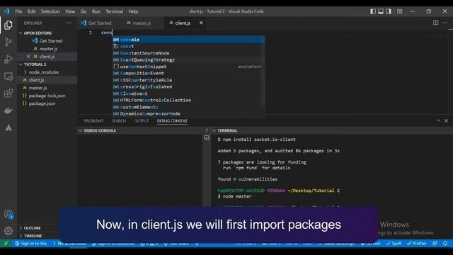 Socket.IO without web browser client - NODEJS - PART 8 смотреть онлайн