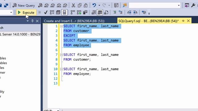 Introduction to SQL Server - EXCEPT Operator - Lesson 25 смотреть онлайн