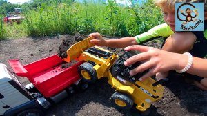 Машинки Игрушки - Экскаватор, Самосвал, Красная машина и Бассейн. Манкиту