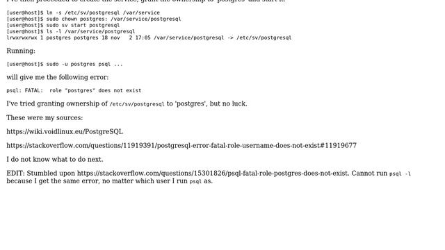 psql: FATAL: role "postgres" does not exist смотреть онлайн