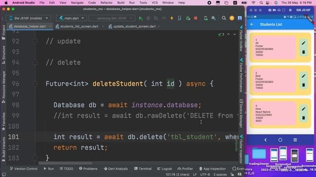 25. Flutter and Sqlite Complete App | Delete Record | Part 5 смотреть онлайн