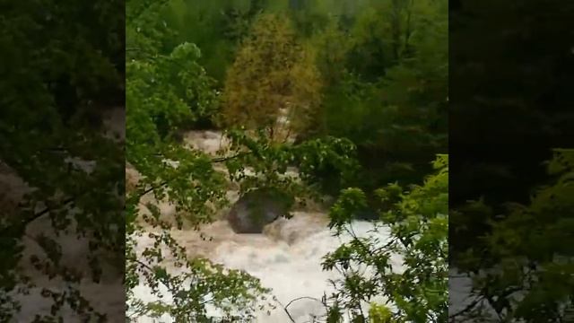 Место слияния рек Гега и Юпшара в Абхазии по пути на озеро Рица 9 мая 2021 года смотреть онлайн