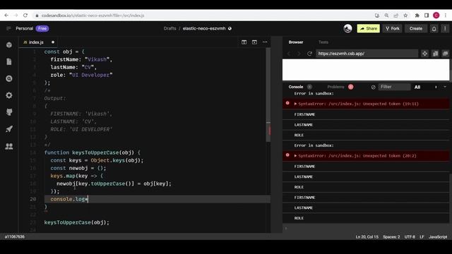 Convert the keys of an object into uppercase | JavaScript tricky interview question смотреть онлайн