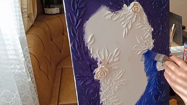 3д-картина с цветами из гипсовой шпатлёвки своими руками. #painting #барельеф #art #trending #color смотреть онлайн