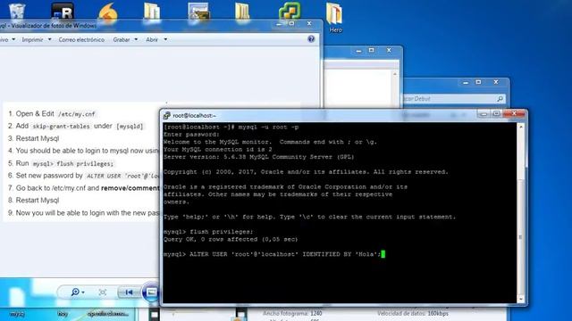Cambiar contraseña usuario root en mysql (change password user root on mysql) смотреть онлайн
