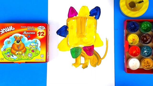 Веселый ЛЕВ из Краски - Урок рисования ГУАШЬЮ смотреть онлайн