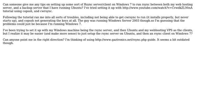 Rsync and Windows 7 смотреть онлайн