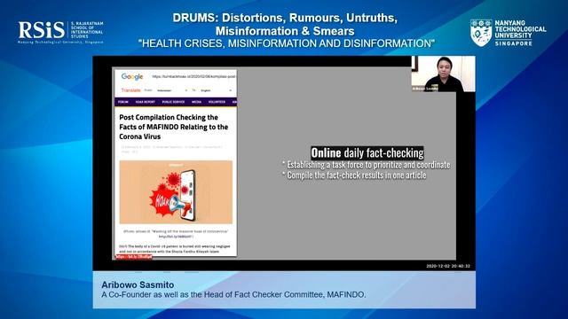 RSIS Webinar Series on “DRUMS: Distortions, Rumours, Untruths, Misinformation & Smears” (Part 2/3) смотреть онлайн