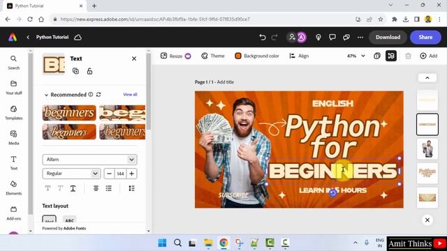 How To Create A YouTube Thumbnail In Adobe Express | Adobe Express Tutorial | Amit Thinks