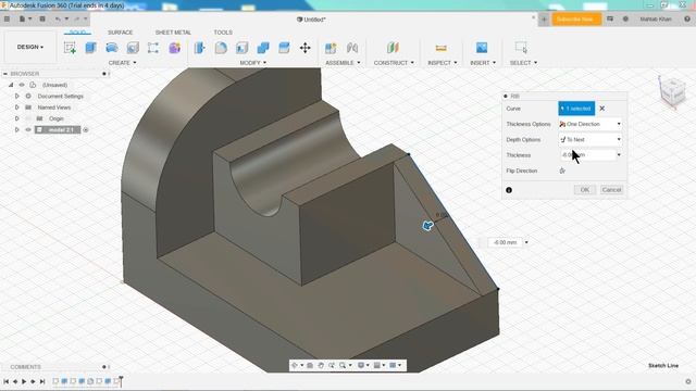 Autodesk Fusion 360 Tutorial for Beginner Exercise 3 смотреть онлайн
