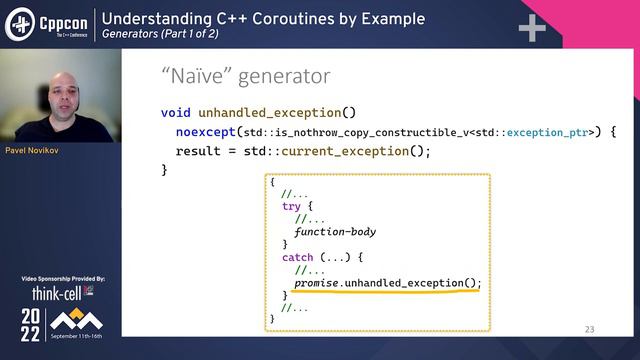 Understanding C++ Coroutines by Example_ Generators (Part 1 of 2) - Pavel Novikov - CppCon 2022 смотреть онлайн