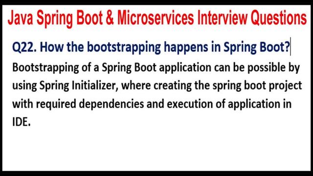 Java Spring Boot & Microservices | Q22. How the bootstrapping happens in Spring Boot? смотреть онлайн