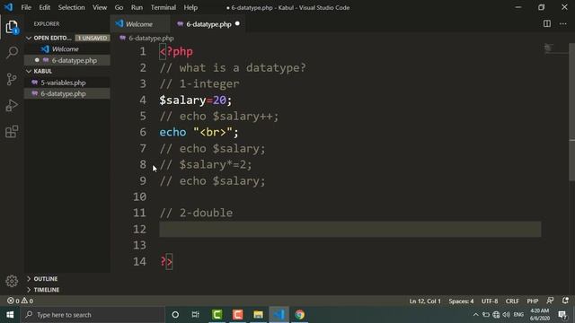 6-PHP Data types integer double string php English tutorial by Hafizuddin Marouf from IT Kabul смотреть онлайн