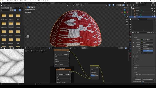 Blender 4.0 Курс для новичков - Снеговик. Урок 6. Настройка HDRI. Материал вязаной шапки и шарфа смотреть онлайн
