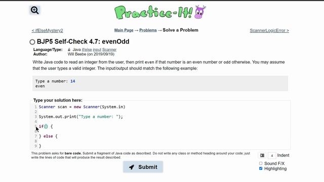 Java Practice It || 4.7 evenOdd || if/ else statement, input, scanner смотреть онлайн