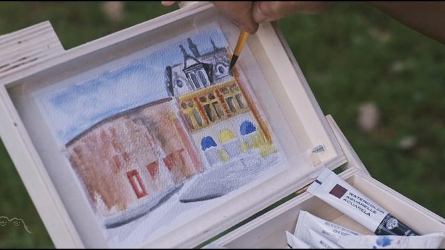 ? 4K Watercolor Landscape Painting • Old-World Historical Building • Paint with Me • Relaxing ASMR смотреть онлайн