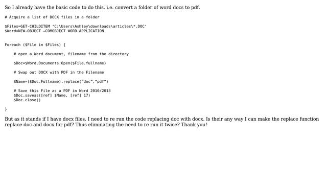 Windows PowerShell Script to convert a folder of Word Docs to PDF смотреть онлайн
