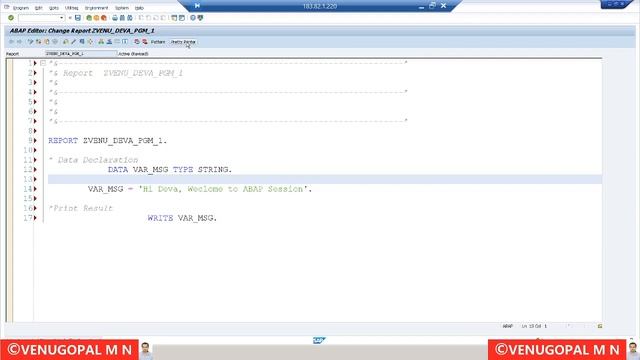 SAP Basics : #4 : PRETTY PRINTER Option in ABAP Program : Venugopal M N смотреть онлайн
