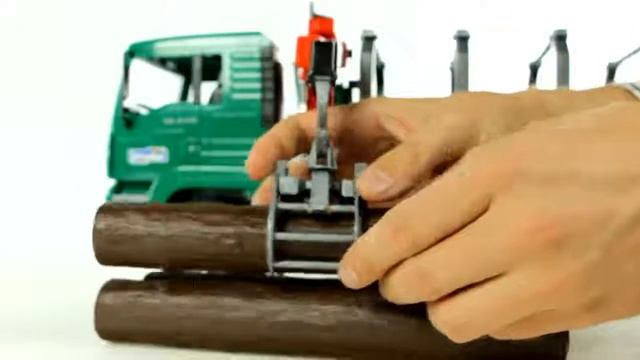 Игрушка Грузовик MAN, перевозчик брёвен с краном-погрузчиком, М1:16 BRUDER (02769) смотреть онлайн