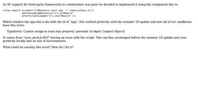 Salesforce: React app no longer loading with ＜ltng＞ component смотреть онлайн