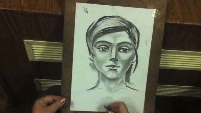 Рисунок углем женской головы. Мастер класс Елены Кочергиной смотреть онлайн