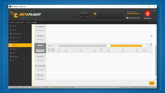 Betaflight - Настройка фэйлсэйфа (FailSafe)