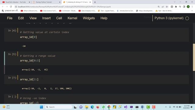 Numpy Python Tutorial 5 : Indexing & slicing of 1 D arrays | Aksadur | Bangla смотреть онлайн