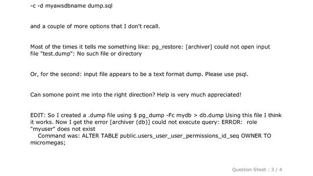 Django : How to use pg_restore with AWS RDS correctly to restore postgresql database смотреть онлайн