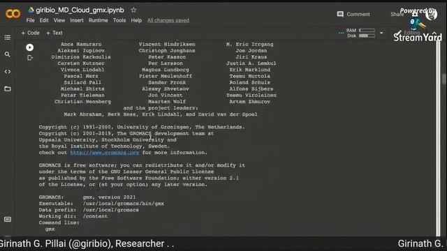 Molecular Dynamics On GPU - Gromacs In Google Colab