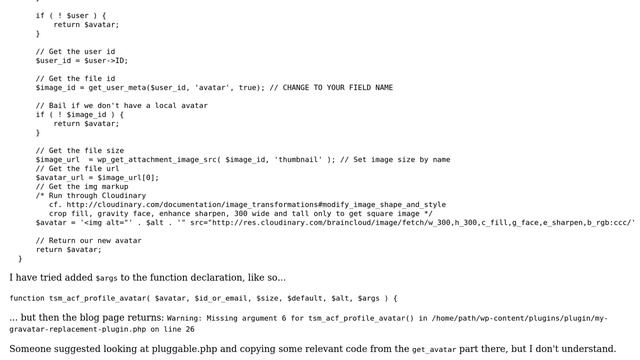 Wordpress: How to restore $args for get_avatar custom "class"? смотреть онлайн
