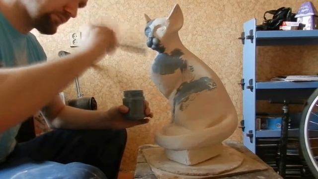 Садовая скульптура - Кот смотреть онлайн