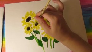 Легкие рисунки цветов / Как нарисовать ПОДСОЛНУХИ ГУАШЬЮ