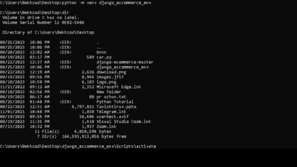 Virtual muhit yaratish (Create virtual environment for Python)
