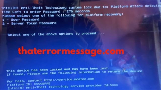 Platform Attack detected (Intel Anti-Theft) смотреть онлайн