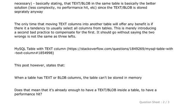 MySQL : store TEXT/BLOB in same table or not? смотреть онлайн