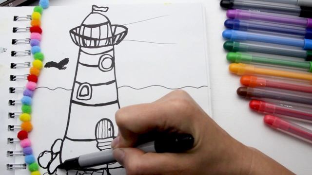 Как просто нарисовать маяк с ребенком | Рисуем и раскрашиваем | Брокколи ТВ смотреть онлайн