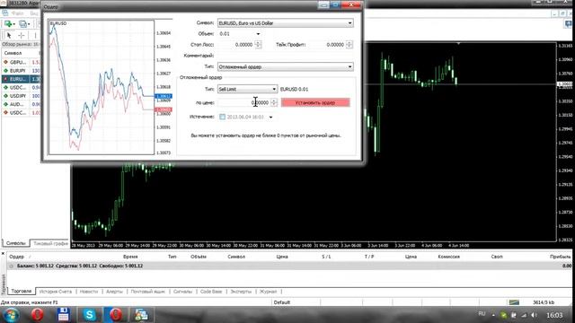 Как установить отложенный ордер