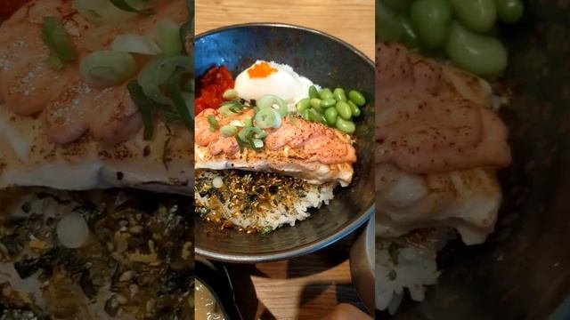 #salmon #pokebowl #ricebowl #miso #misosoup #soup #tofu #nori #hojicha #hojichalatte #latte #yummy