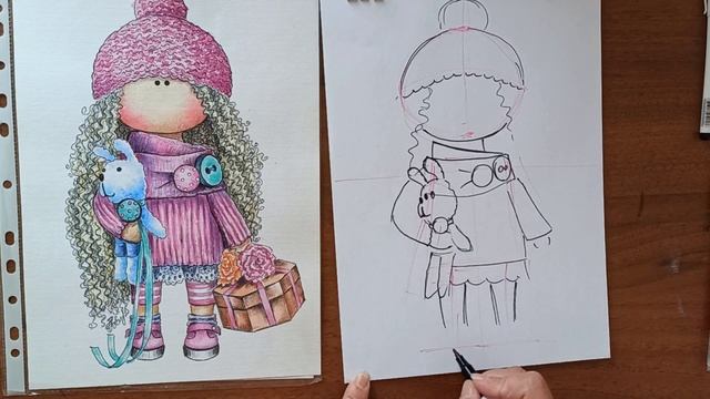 КУКЛА ТИЛЬДА/ РИСУНОК КАРАНДАШОМ/ ИЛЛЮСТРАЦИЯ /doll Tilda master class drawing смотреть онлайн