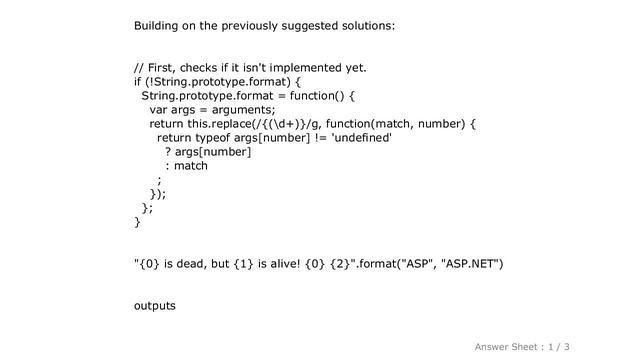 JavaScript : JavaScript equivalent to printf/String.Format смотреть онлайн