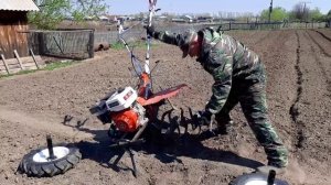 Брайт BR 135 GB PRO. Первые испытания. Работа фрезами. Посадка картофеля "под окучник"