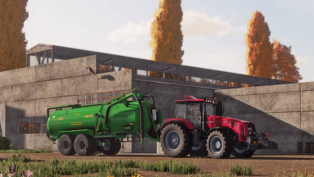 FS22 / Карта Сосновка / Вывоз жидкого навоза с фермы на поле Беларус МТЗ-3525 + МЖУ-20 смотреть онлайн