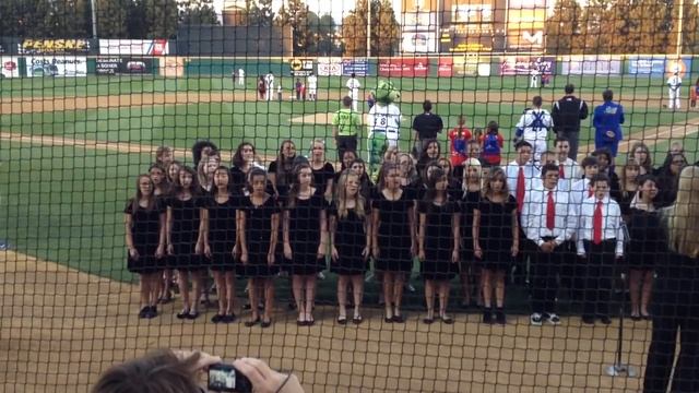 Savannah and choir sing the National Anthem before the Rancho Cucamonga Quakes game. смотреть онлайн