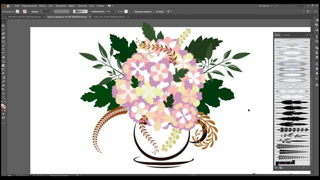 Bouquet in Adobe Illustrator (Букет в Адоб иллюстраторе) смотреть онлайн