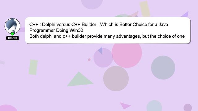 C++ : Delphi versus C++ Builder - Which is Better Choice for a Java Programmer Doing Win32 смотреть онлайн