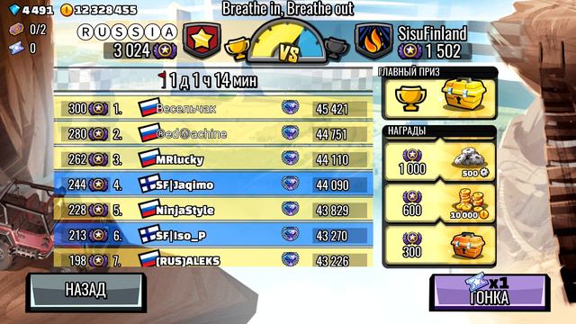 HCR2. RUSSIA vs SisuFinland - Result - Breathe in Breathe out Team Event - Hill climb racing 2 смотреть онлайн