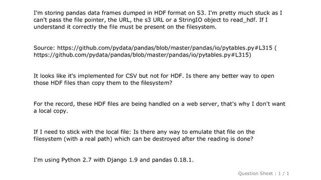 Django : Access HDF files stored on s3 in pandas смотреть онлайн