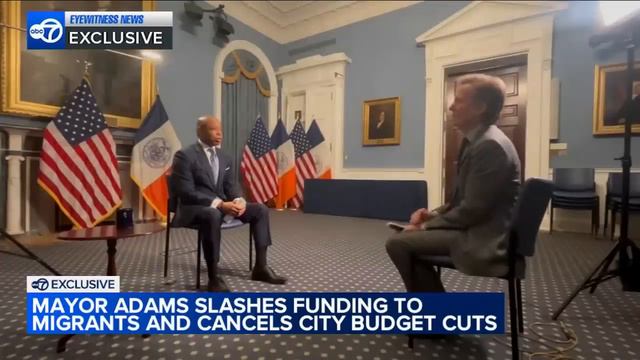 Mayor Adams slashes funding to migrants, cancels city budget cuts смотреть онлайн