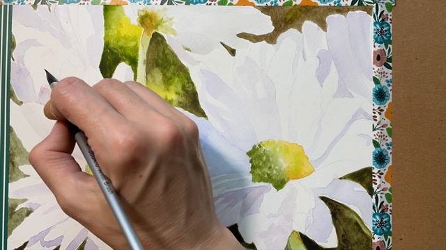 How to paint daisies in watercolor. Ромашки акварелью. смотреть онлайн